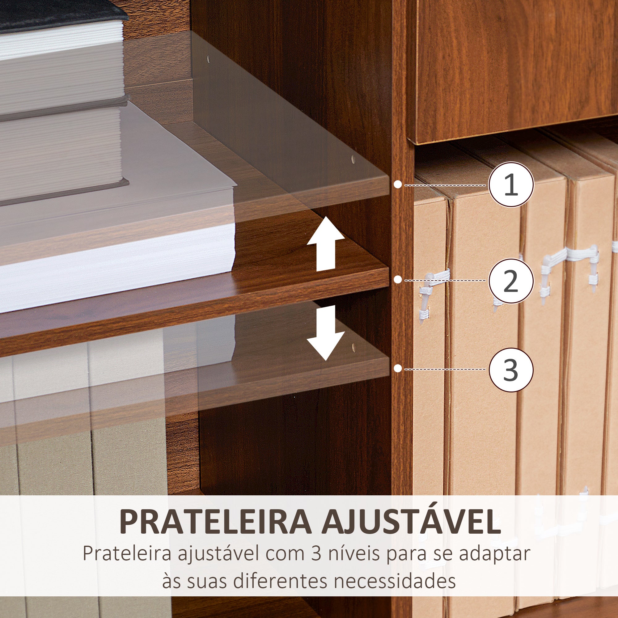 Aparador Moderno Nogueira 90x39x75cm