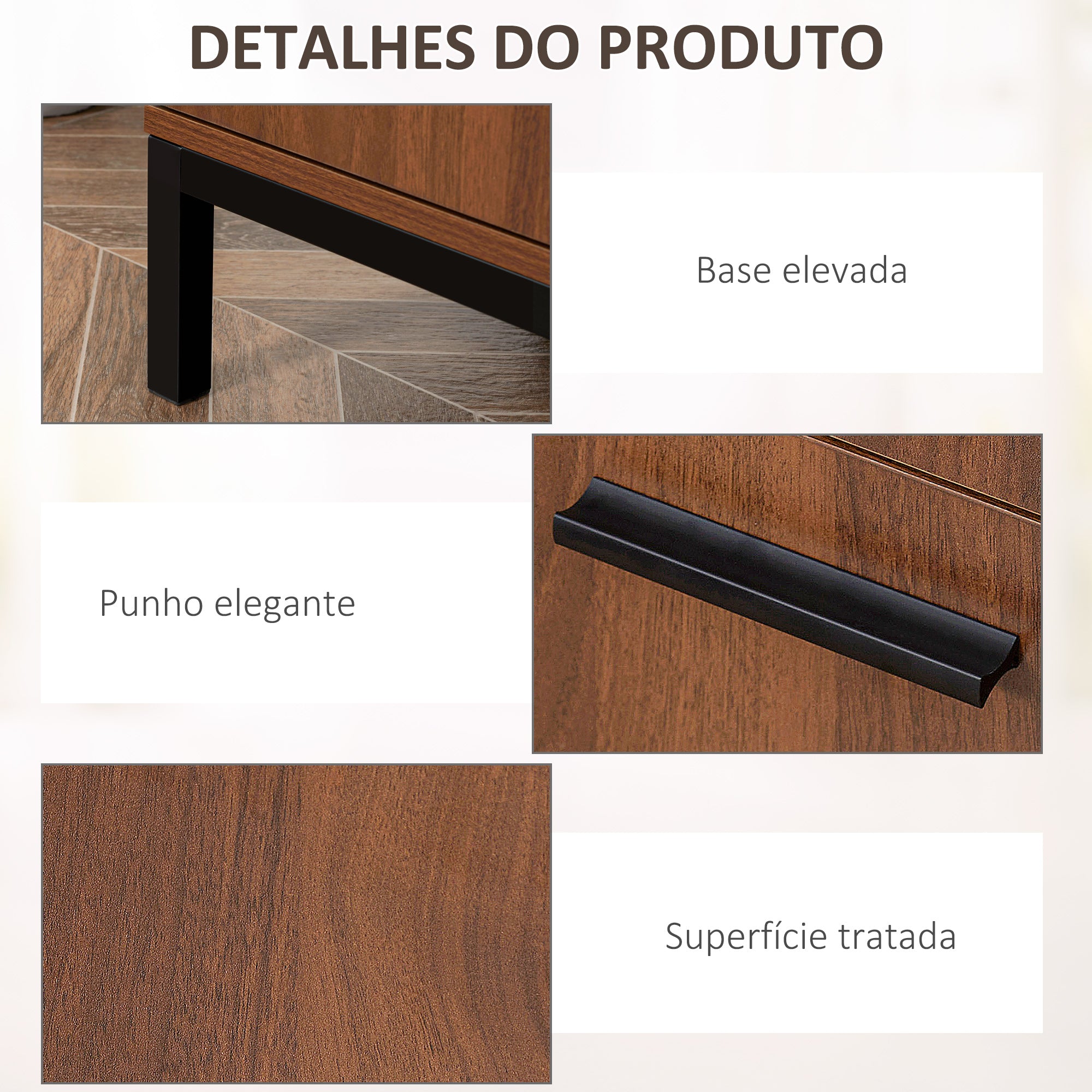 Aparador Moderno Nogueira 90x39x75cm
