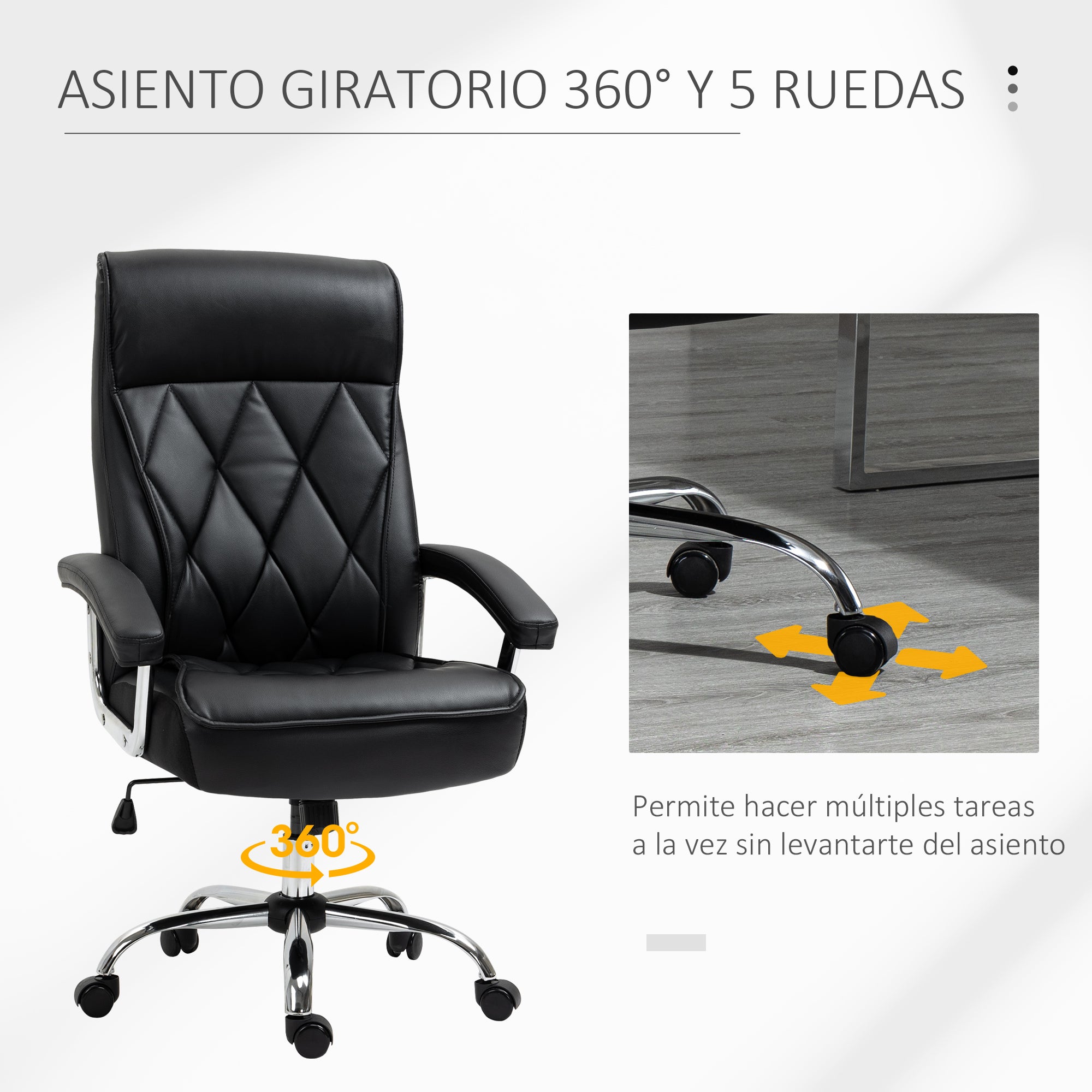 Cadeira de Escritório Ergonômica em Pele Sintética Preto 66x69x121cm