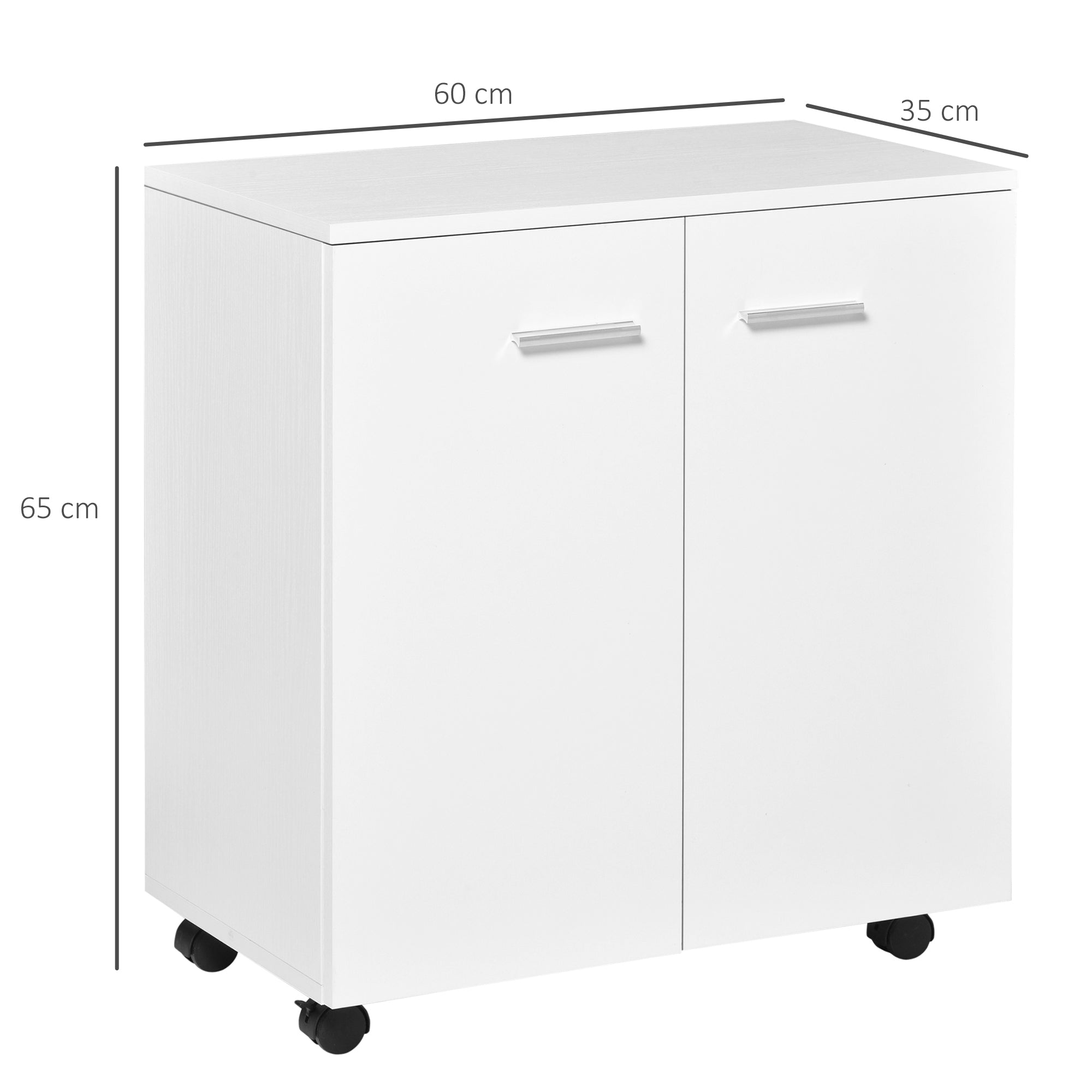 Armário de Armazenamento Moderno com Rodas 60x35x65cm - Branco