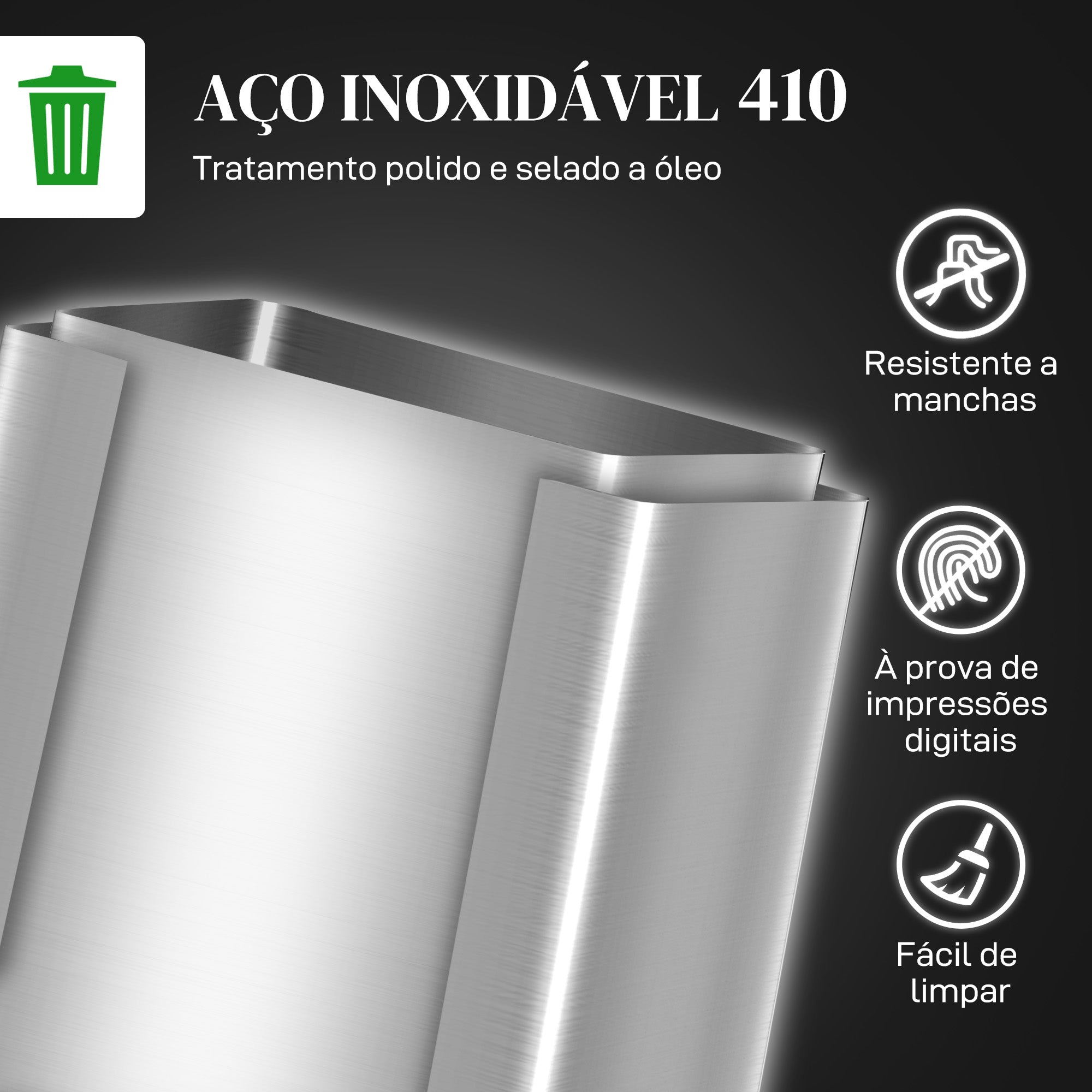 Balde de Lixo de Cozinha 2 Compartimentos 2x20L Aço Inoxidável Prata 41,8x36,7x58 cm