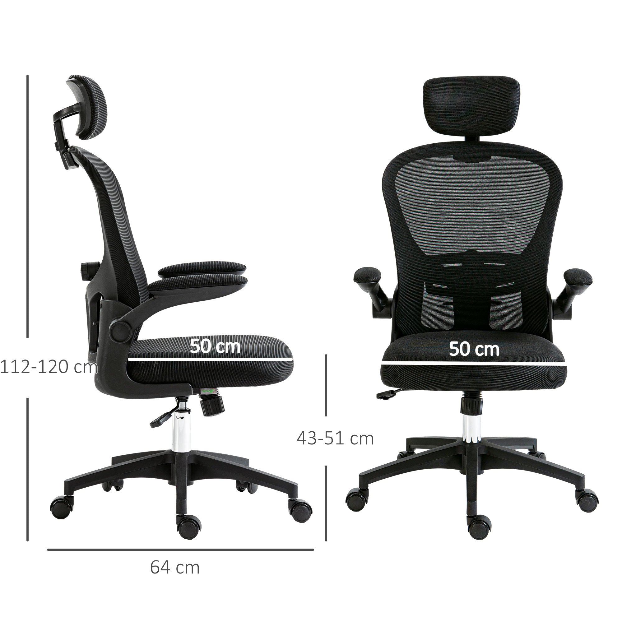 Cadeira de Escritório Ergonómica Preto 62x64x112-120 cm