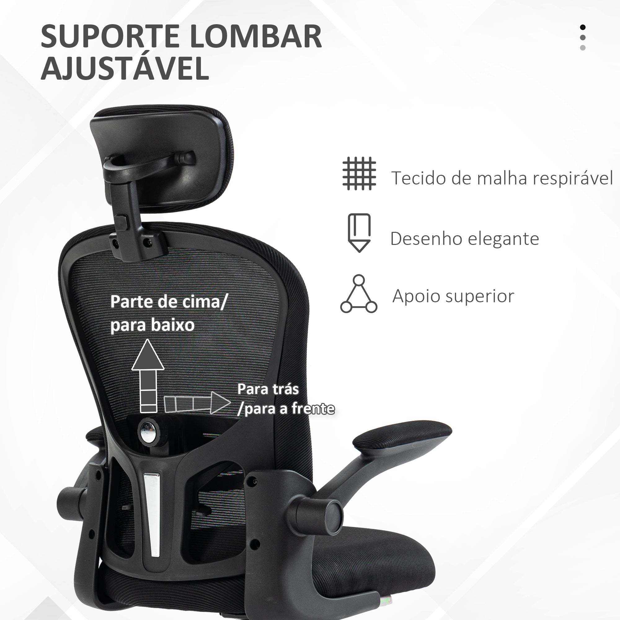 Cadeira de Escritório Ergonómica Preto 62x64x112-120 cm