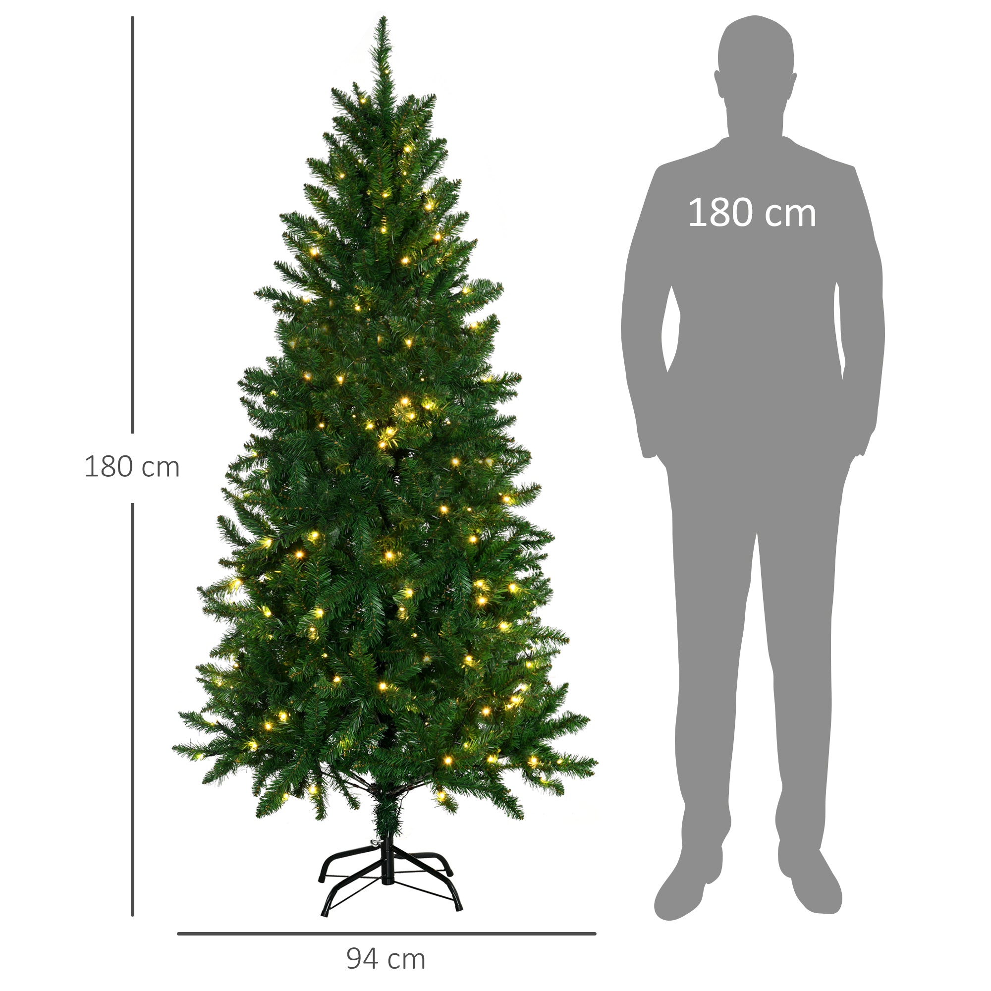 Árvore de Natal Artificial Verde 180cm Ø94x180 cm