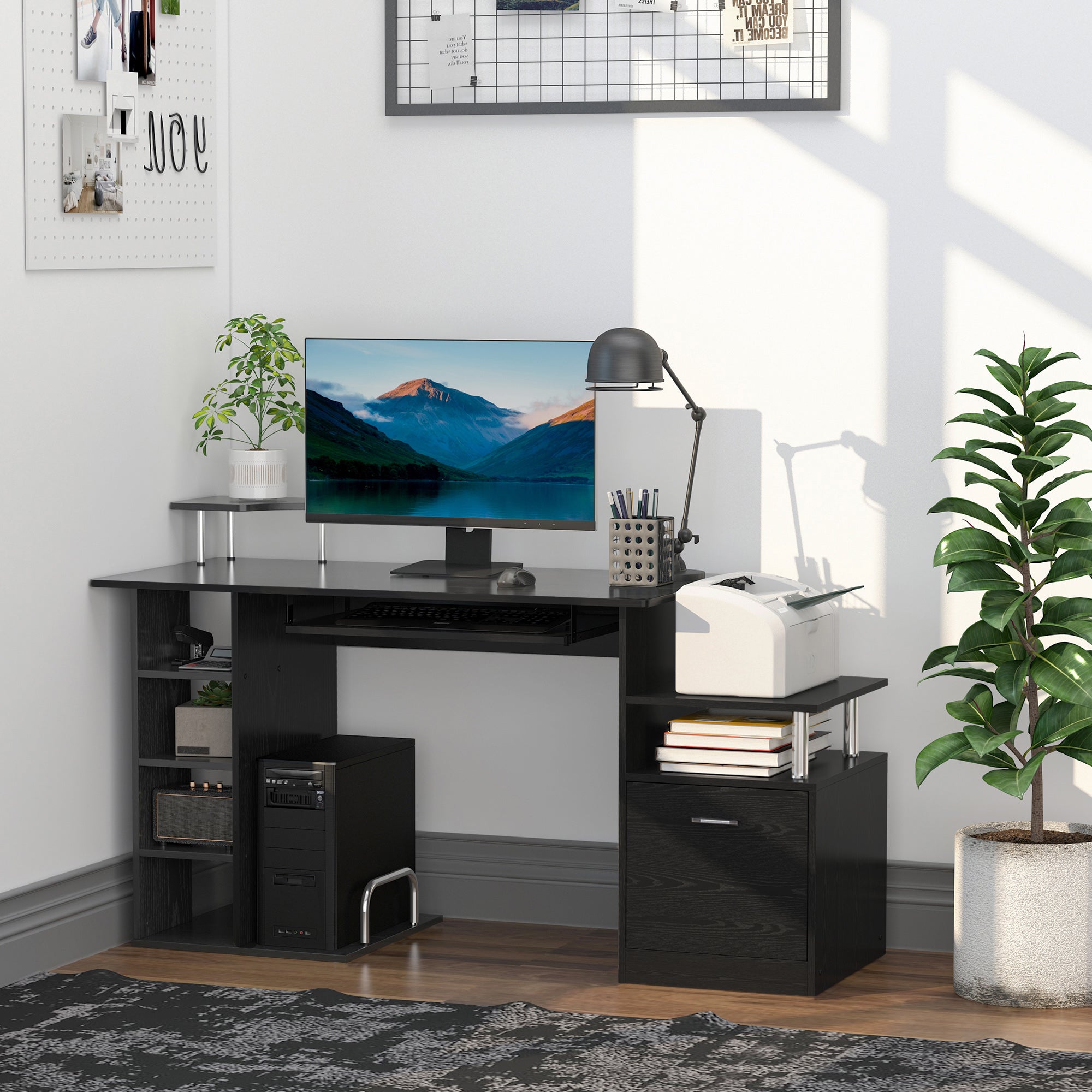 Secretária para Computador - 152 x 60 x 88 cm - Cor Negro