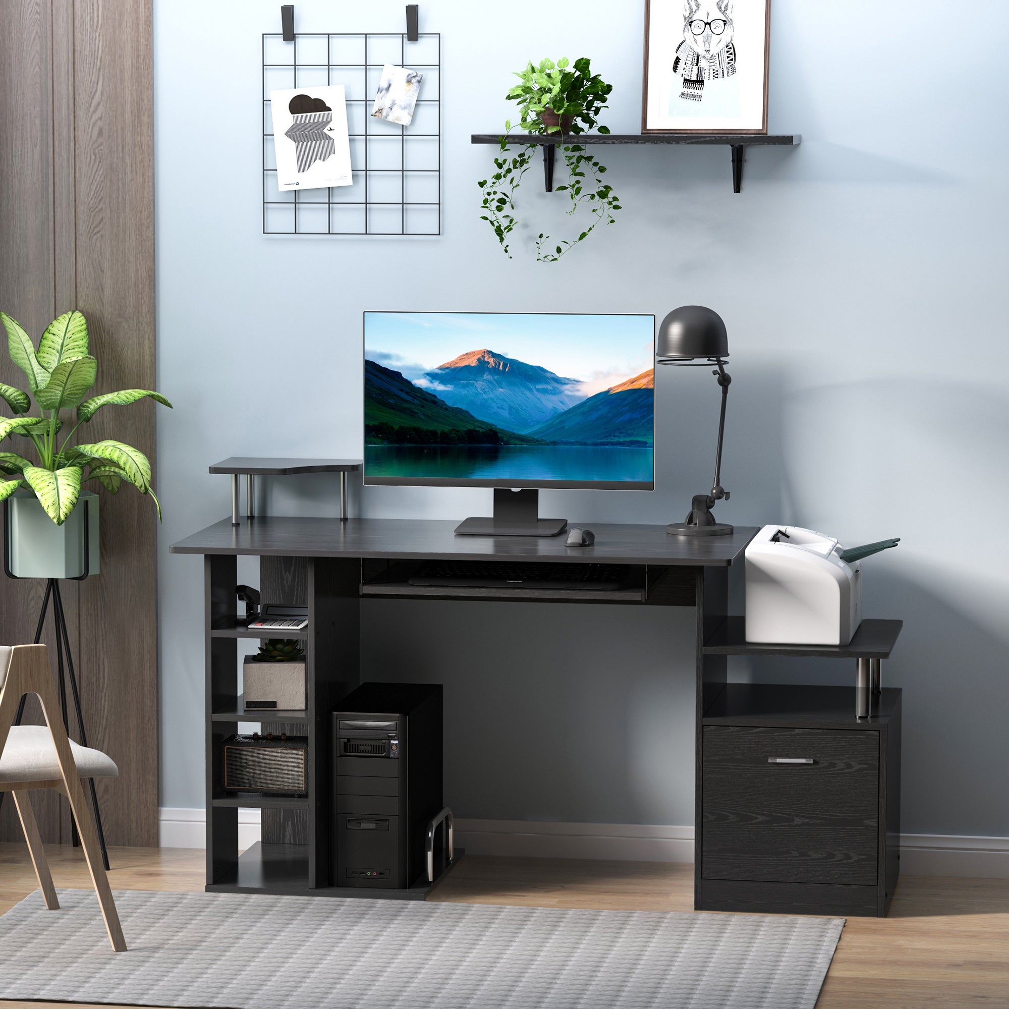 Secretária para Computador - 152 x 60 x 88 cm - Cor Negro