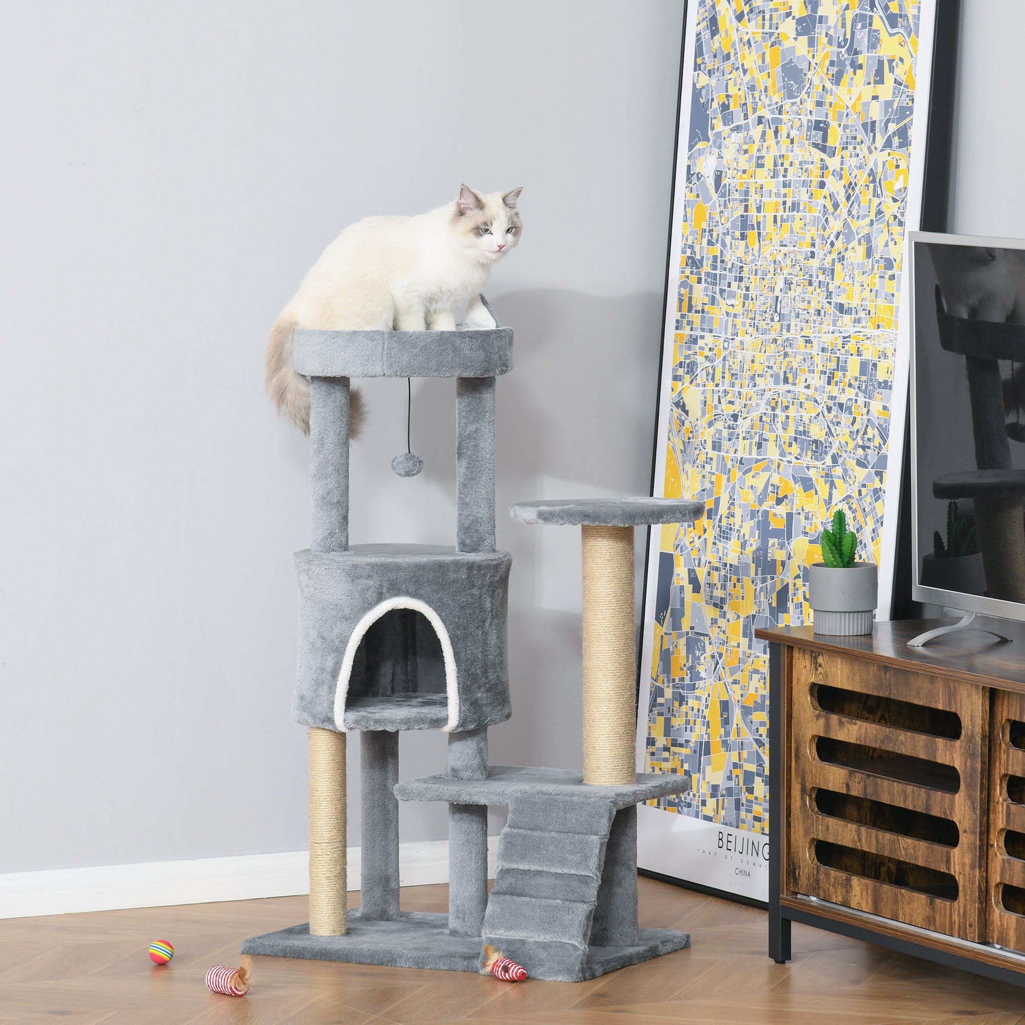 Arranhador para Gatos 60x40x100 cm Cinza Claro