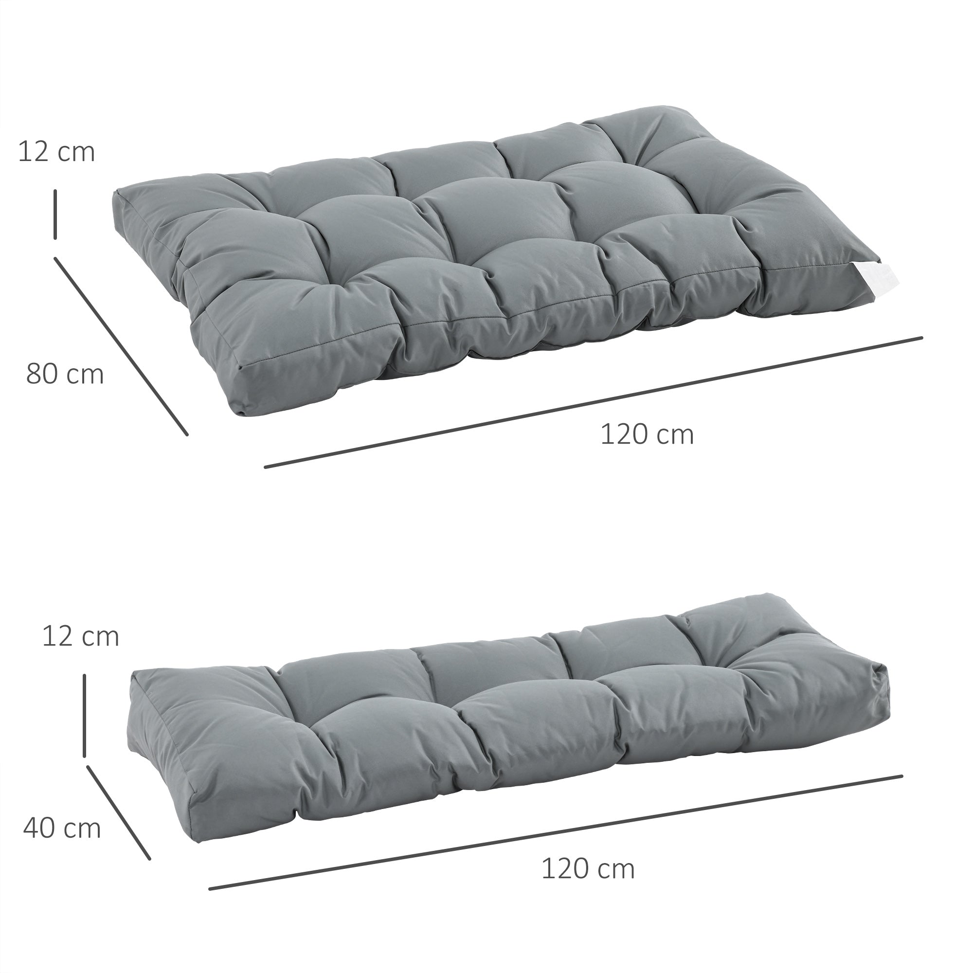 Almofada para Palete 120x80x12 cm - Cinzento