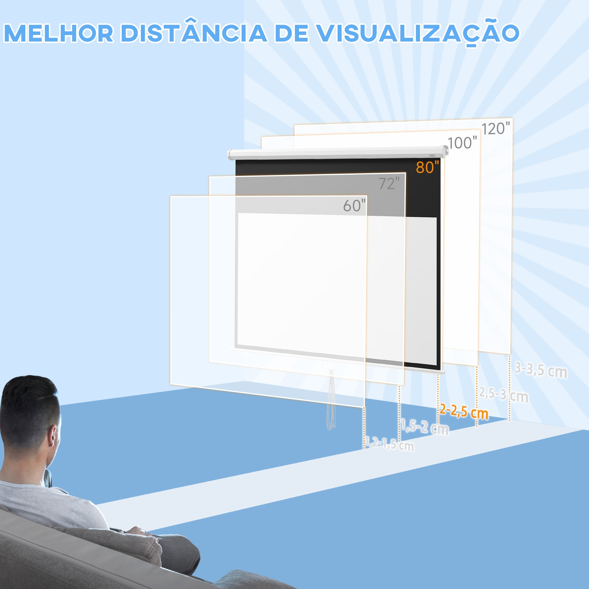 Tela de Projeção Manual 80 polegadas Branca - 187x8x150 cm