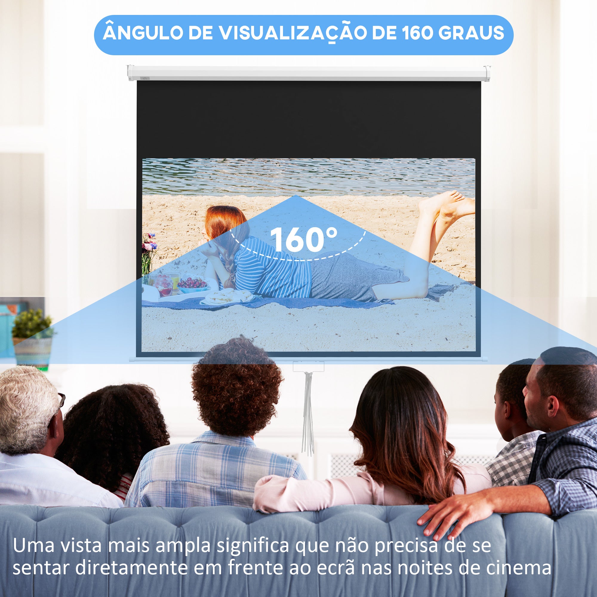 Tela de Projeção Manual 80 polegadas Branca - 187x8x150 cm