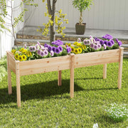 Cama de Jardim Elevada com Separador 8 Orifícios de Drenagem para Vegetais e Flores para Pátio Terraço 184 x 58 x 77 cm Natural
