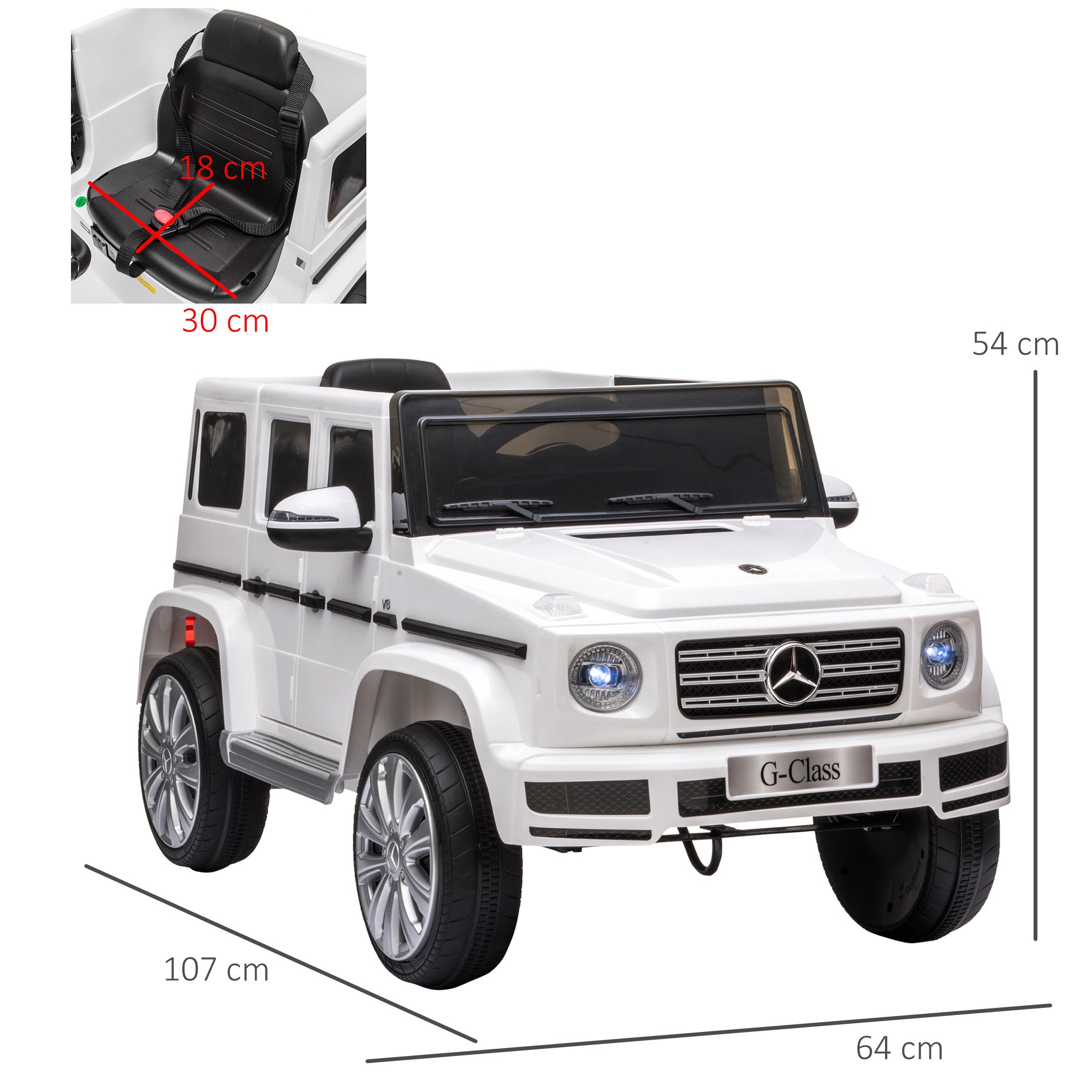 Carro Elétrico para Crianças 107x64x54 cm Branco
