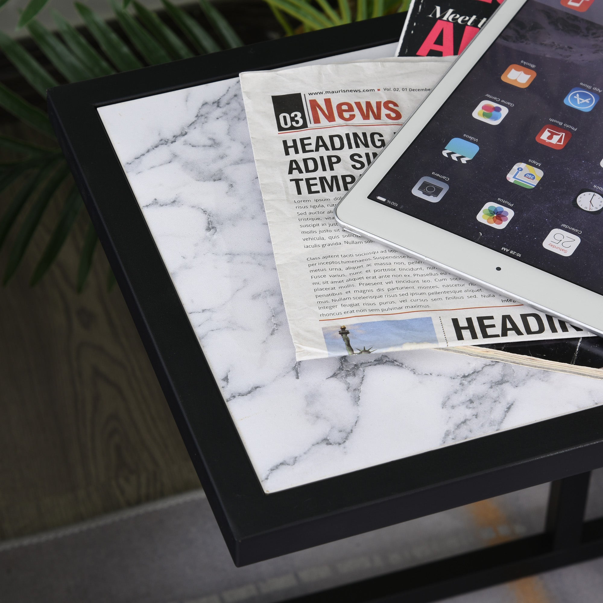 Mesa de Apoio Moderna 45x30x51,5 cm Branco