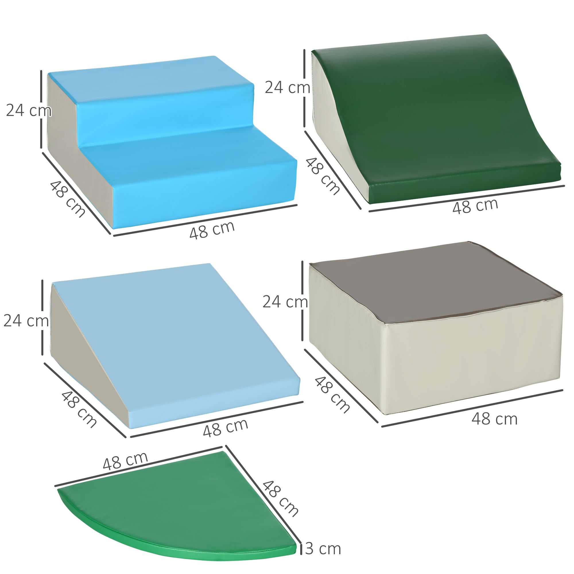 Conjunto de 6 Blocos de Espuma para Crianças - 150x100x24 cm - Multicor