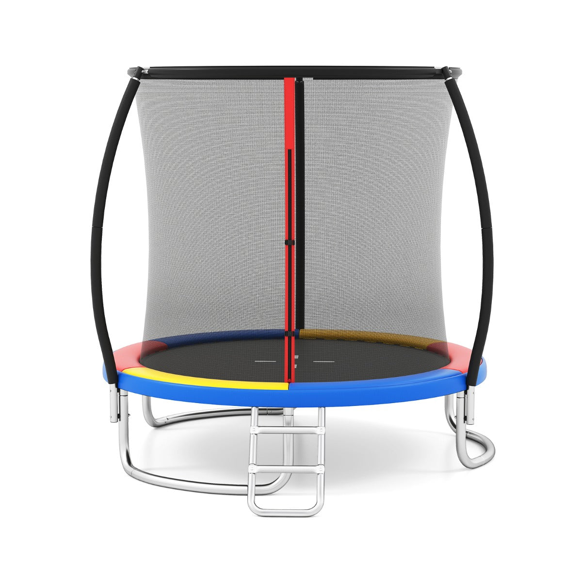 Cama Elástica de Exterior com Rede de Segurança, Escada, Pernas Curvas Robustas para Crianças e Adultos 244 cm Multicolor