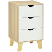 Mesa de Cabeceira 3 Gavetas 40x35x68.5cm Madeira e Branco