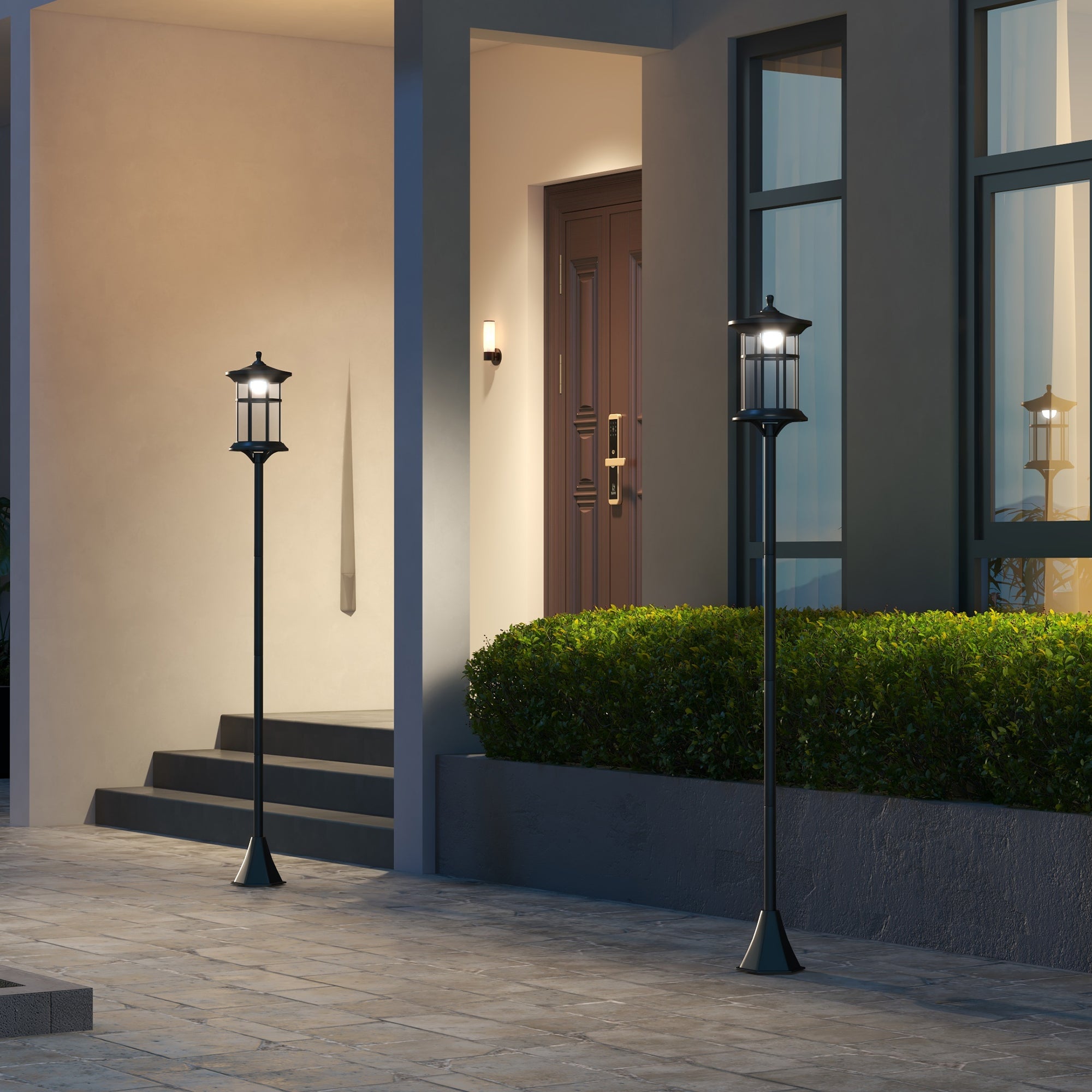 Candeeiro Solar de Exterior – 23,5x23,5x184 cm – Preto – Aço inoxidável e ABS