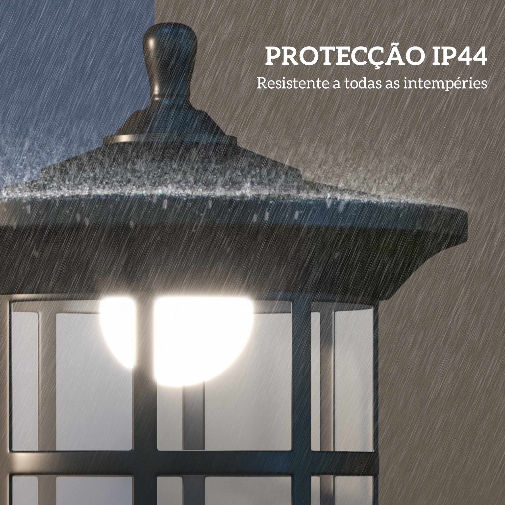 Candeeiro Solar de Exterior – 23,5x23,5x184 cm – Preto – Aço inoxidável e ABS