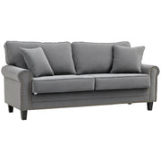 Sofá de 2 Lugares Cinzento 196x80,5x89cm em Poliéster com Almofadas Decorativas