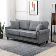 Sofá de 2 Lugares Cinzento 196x80,5x89cm em Poliéster com Almofadas Decorativas