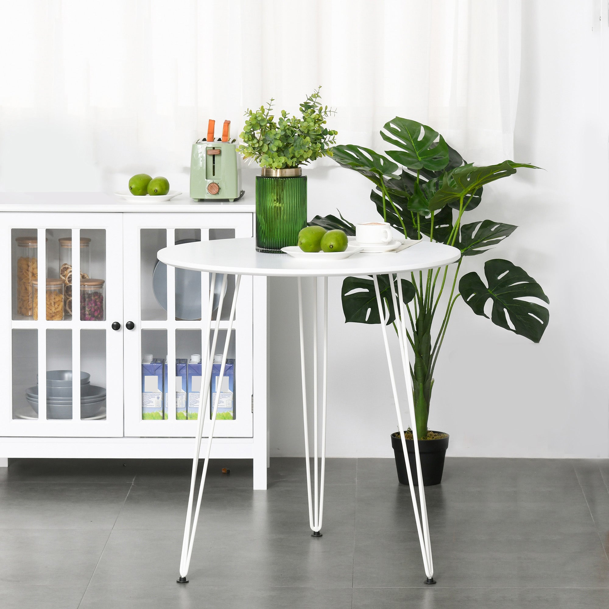 Mesa de Sala de Jantar Redonda Branca Ø70x75cm - Estilo Moderno