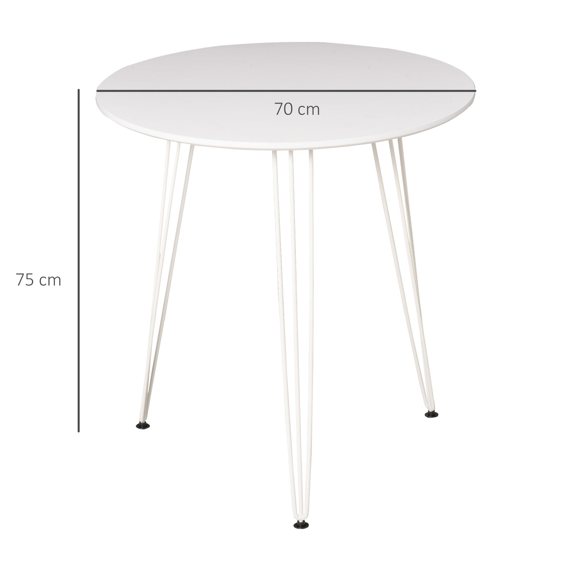Mesa de Sala de Jantar Redonda Branca Ø70x75cm - Estilo Moderno