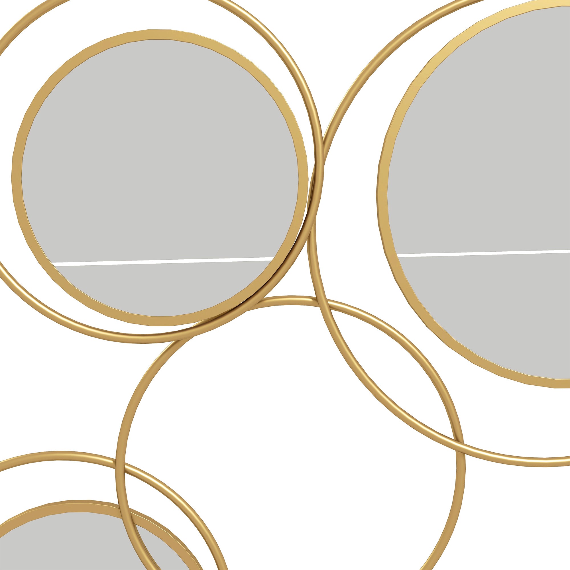 Espelho Decorativo de Parede 3D com 4 Espelhos Redondos - 110x68 cm - Cor Ouro