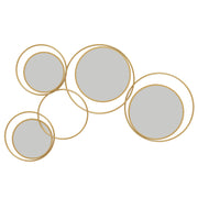 Espelho Decorativo de Parede 3D com 4 Espelhos Redondos - 110x68 cm - Cor Ouro