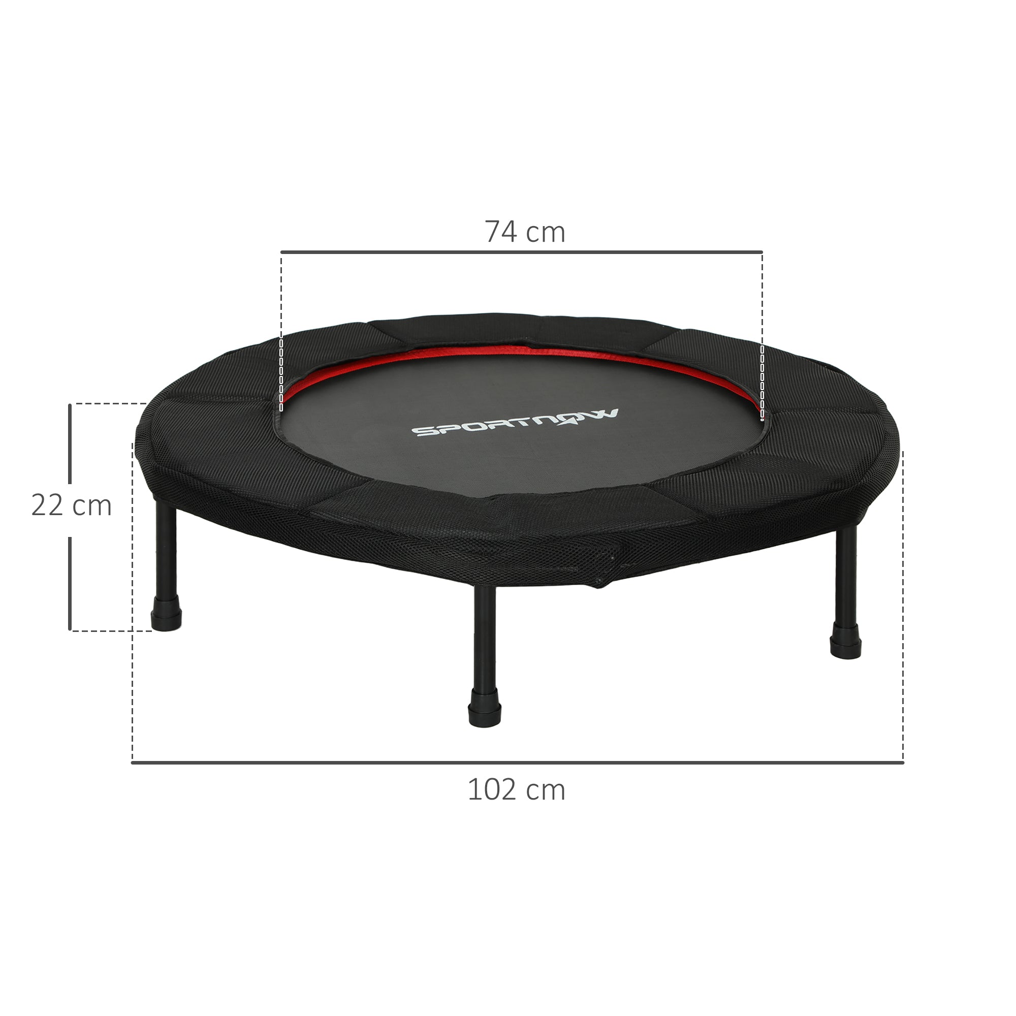 Trampolim Fitness – Ø102 cm – Vermelho – Aço