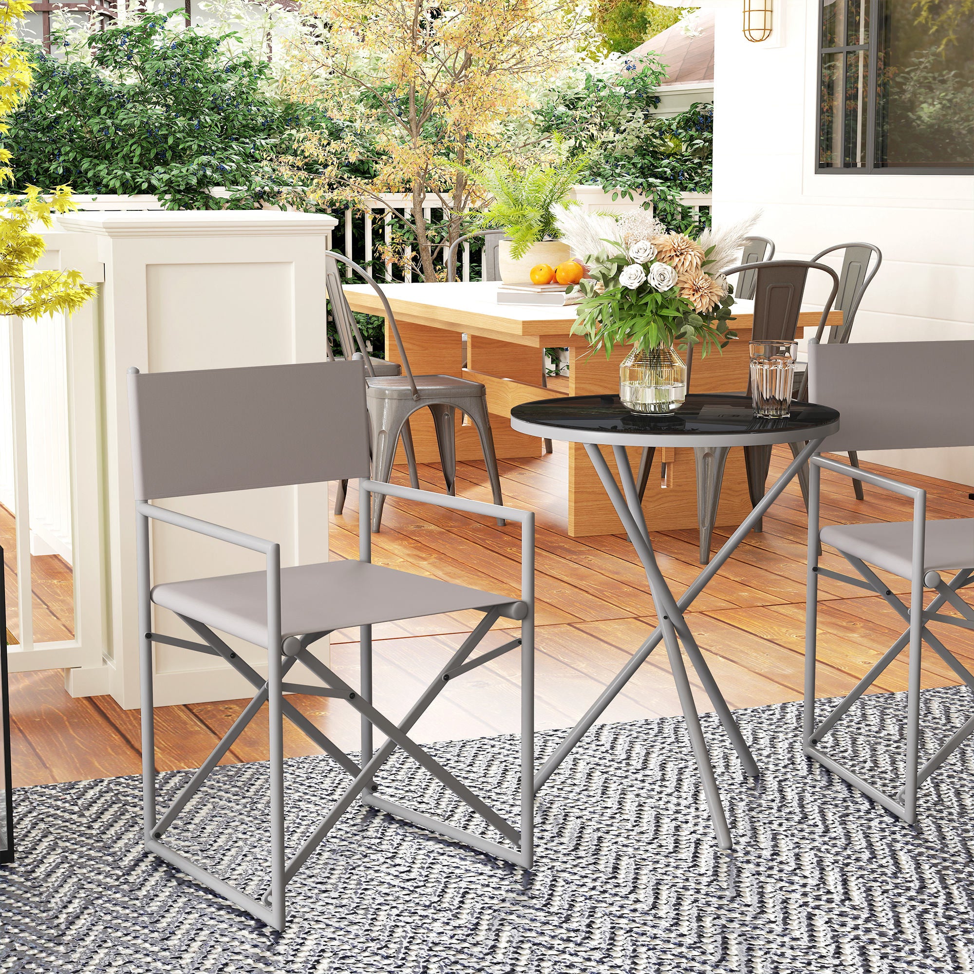 Conjunto de Móveis de Jardim 3 Peças Cinza Escuro 52x52x86 cm