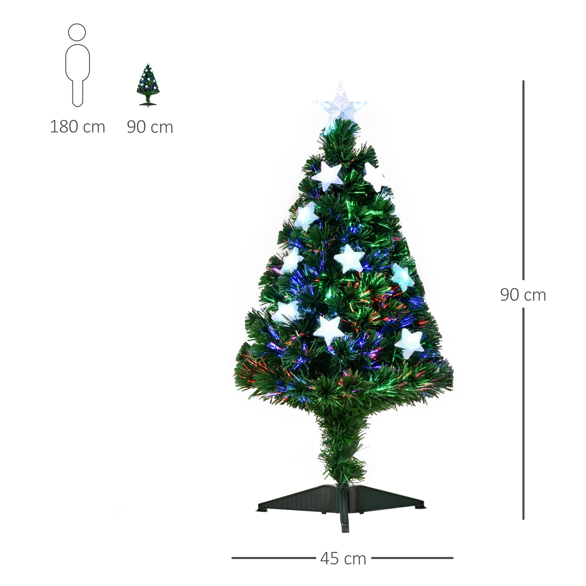 Árvore de Natal Artificial 90cm Verde com 12 Luzes LED e 90 Ramos PVC