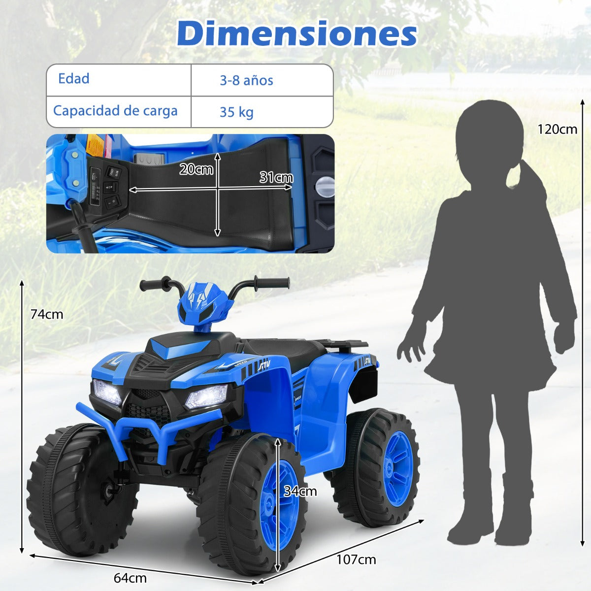 ATV Elétrico para Crianças – 24 V – Azul