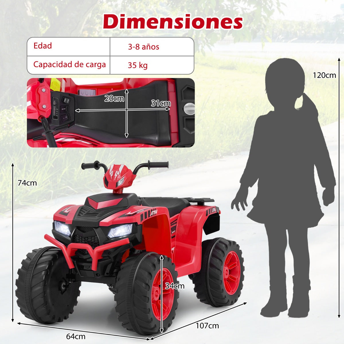 ATV Elétrico para Crianças – 24 V – Vermelho