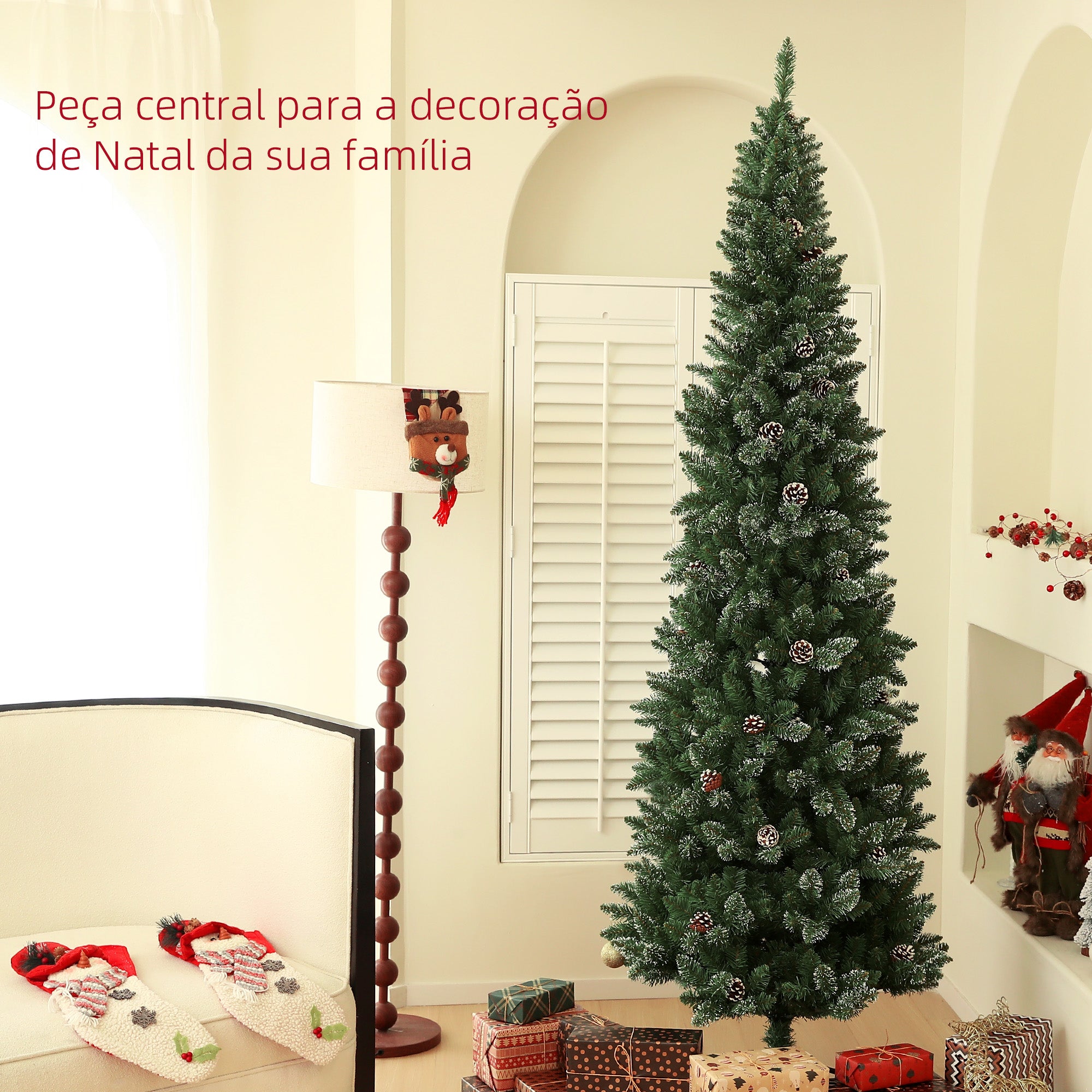 Árvore de Natal Artificial – 225 cm – Verde – Plástico