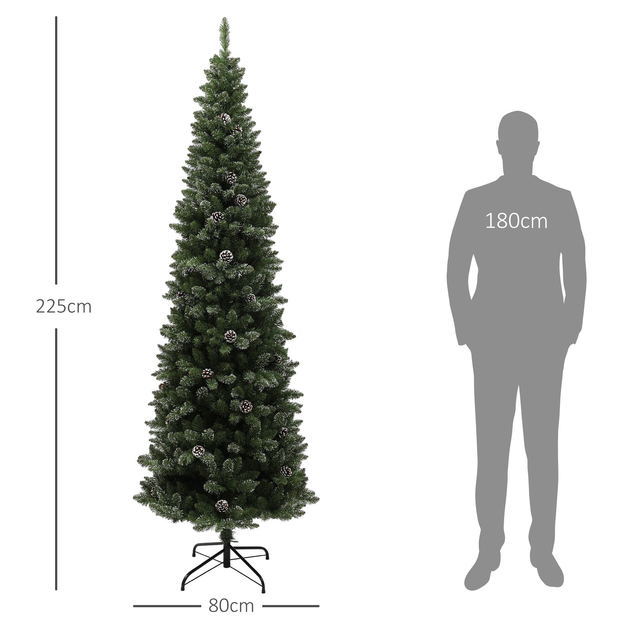 Árvore de Natal Artificial – 225 cm – Verde – Plástico