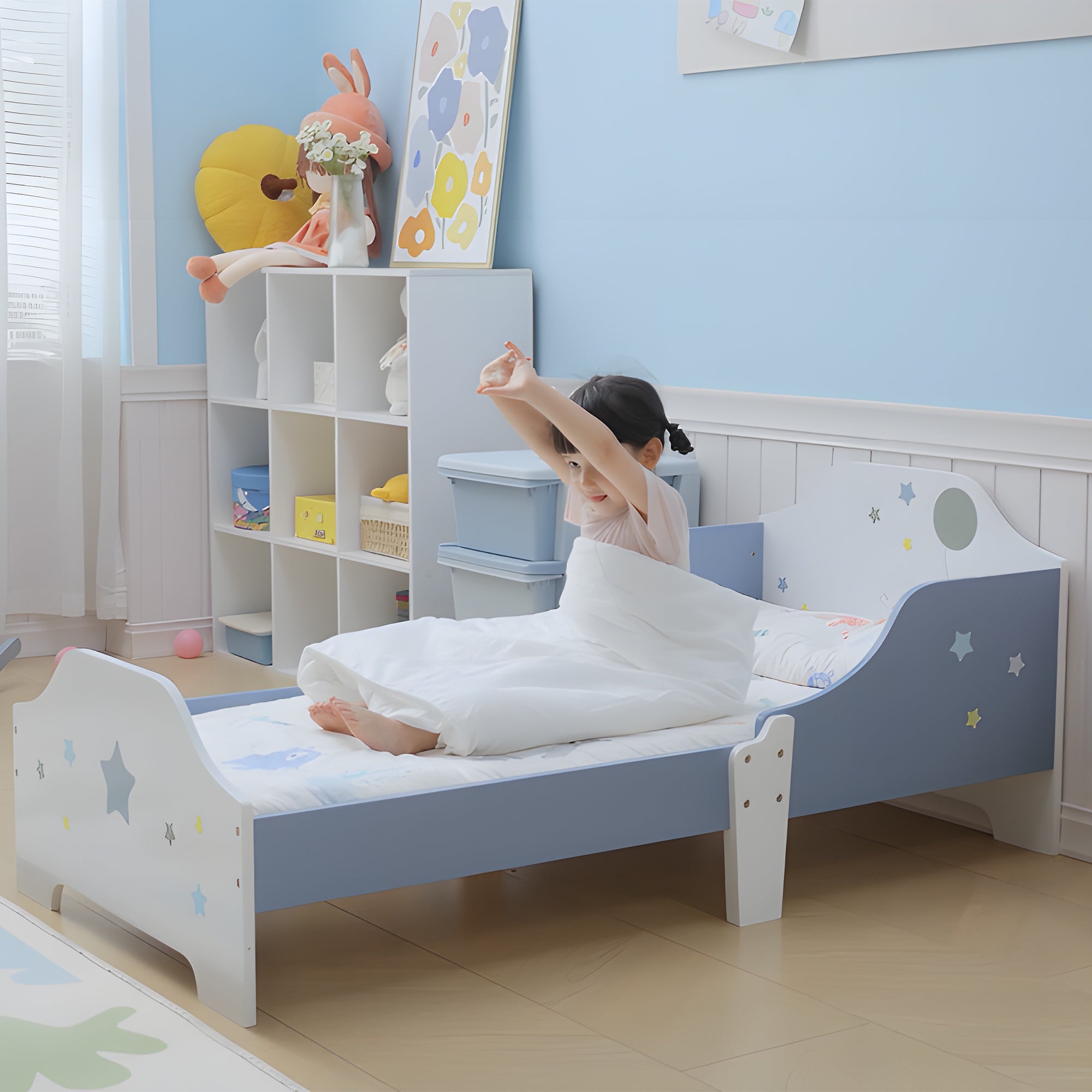 Cama Infantil – 143x74x59 cm – Azul – MDF e Contraplacado de Choupo
