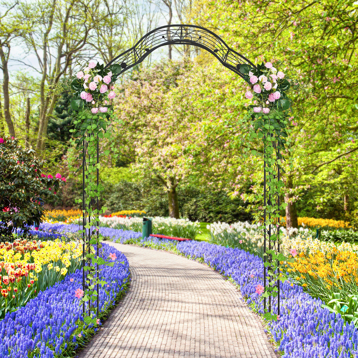 Enrejado de Arco de Jardim – 150 x 40,5 x 251,5 cm – Preto – Metal