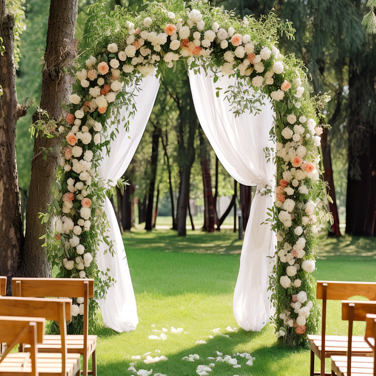 Pérgola de Jardim em Metal com Decorações de Estilo Clássico e Estacas para Plantas Trepadeiras