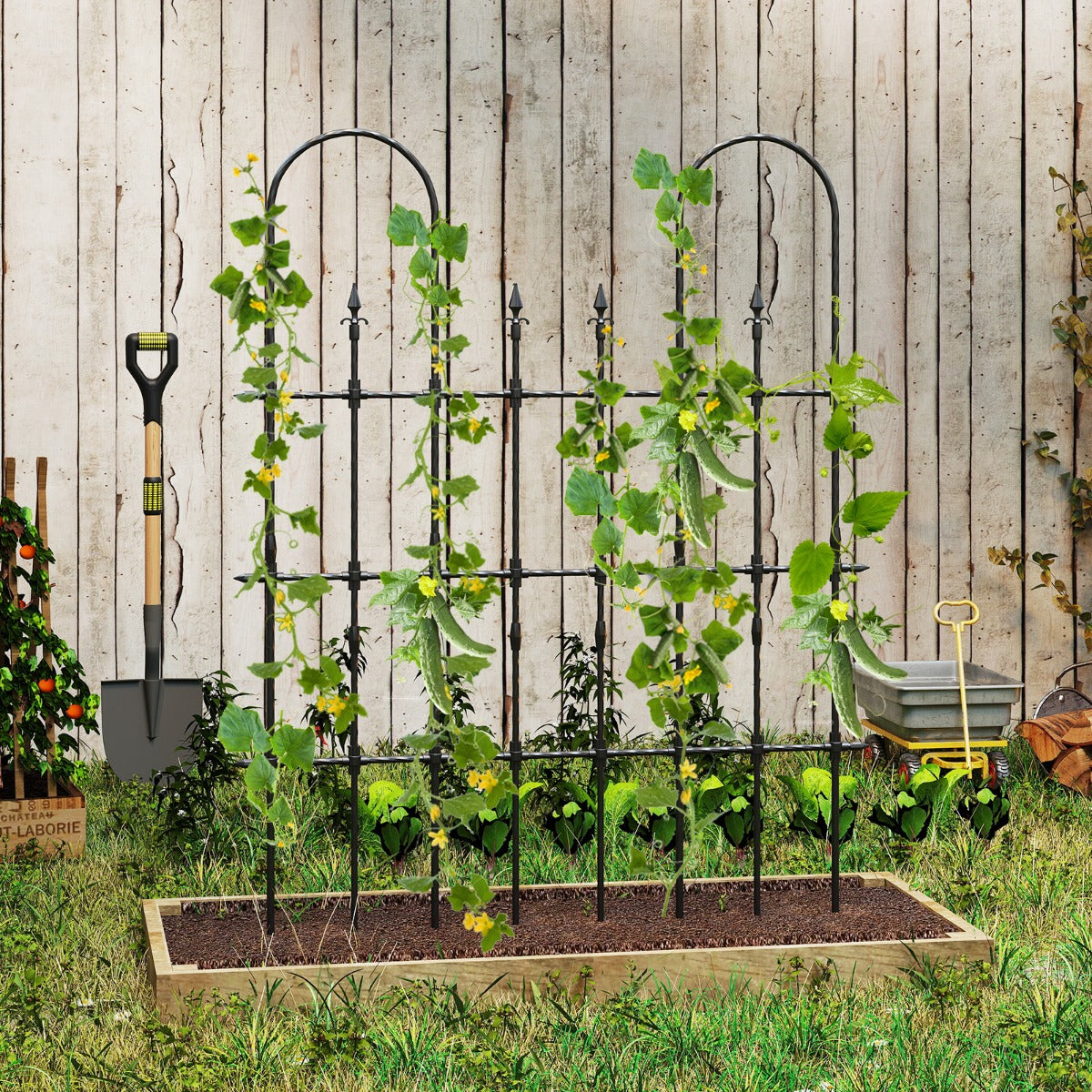 Enrejado para Jardim 146 x 186 cm em Metal para Plantas Trepadeiras Arco de Rosas Exterior Suporte Metálico