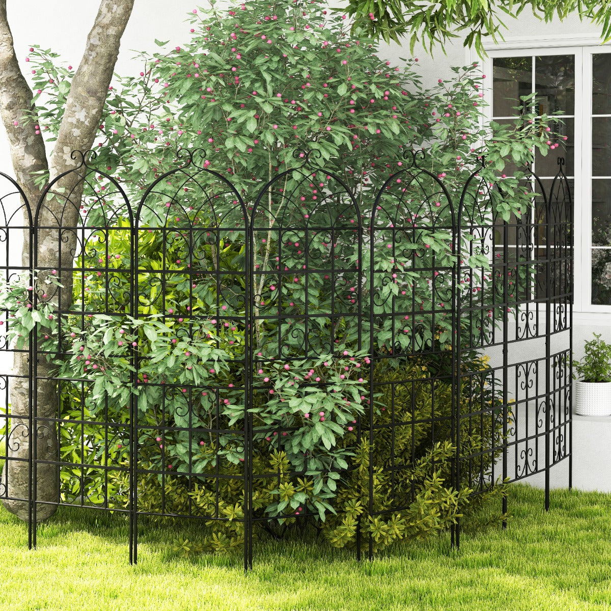 Conjunto de 2 Treliças de Jardim em Metal 180x50cm - Treliça Decorativa Exterior para Plantas Trepadeiras, Flores e Vegetais em Aço Inoxidável Preto