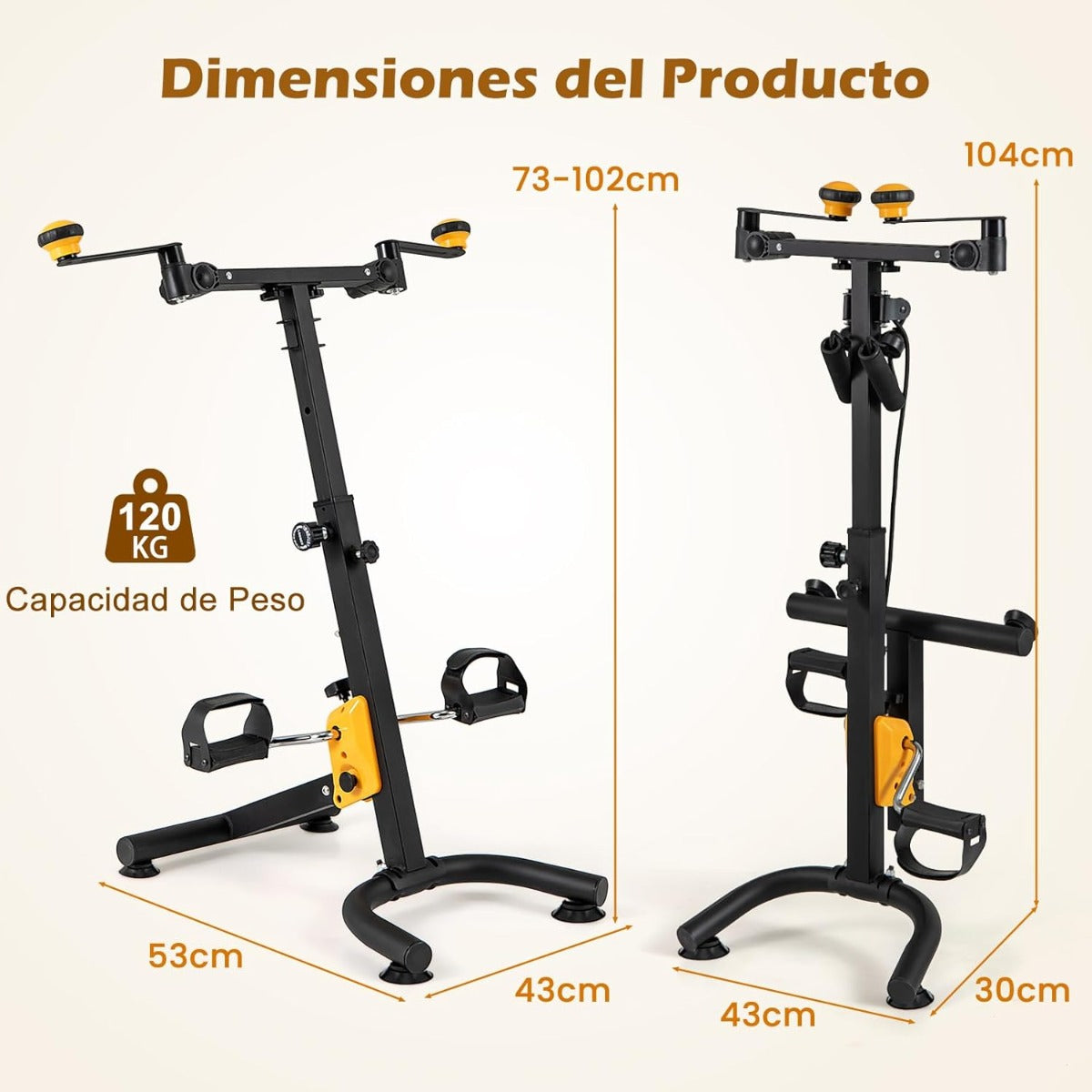 Treinador de Pedais para Braços e Pernas com Pega e Resistência Ergómetro de Altura e Comprimento Ajustável 43 x 53 x 73-102 cm