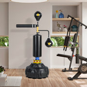 Barra Giratória de Boxe com Treinador de Velocidade Independente 360° Ajustável em Altura 168-201 cm Preto