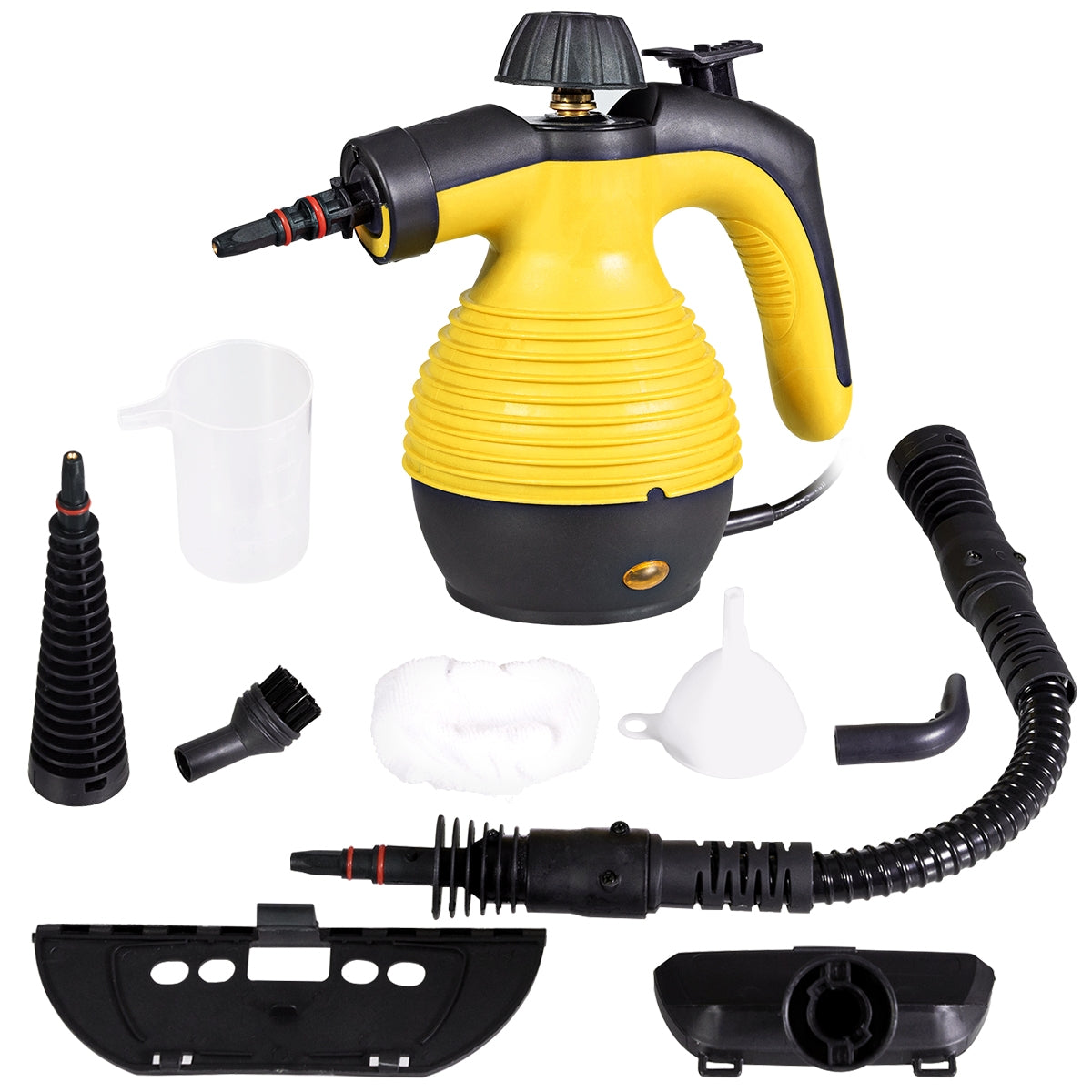 Limpiador a Vapor Portátil Sem Substâncias Químicas com 9 Acessórios e Design Seguro para Casa Carro Pátio 350 ml Amarelo