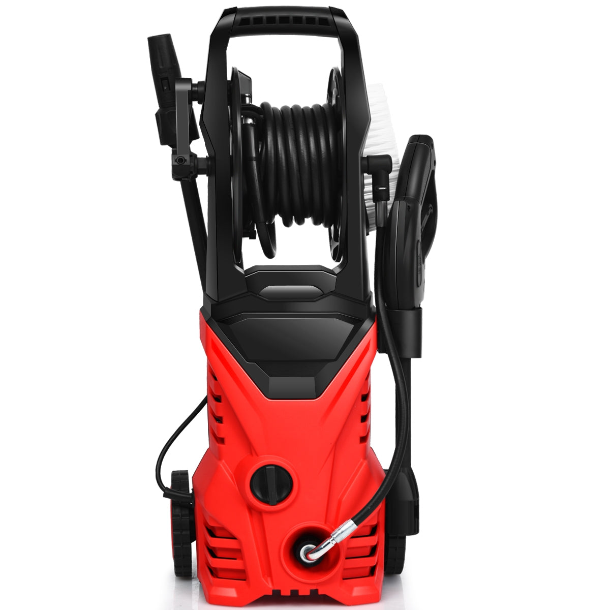 Hidrolavadora de Alta Pressão 1500 W com Bico, Cabos e Mangueiras de Limpeza a Pressão para Jardim Carro Exterior Vermelho 27 x 27 x 68 cm