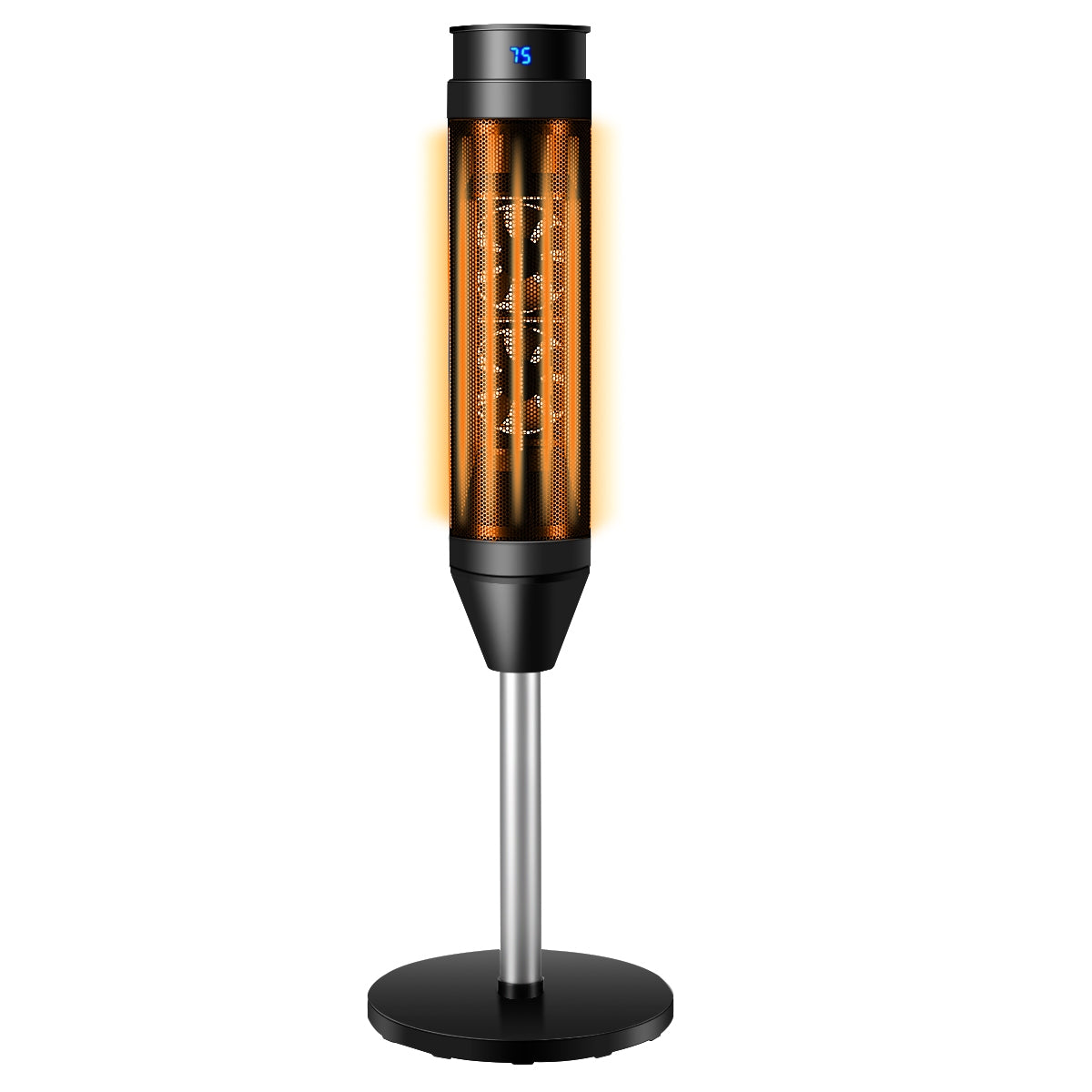 Calefactor de Torre de Cerâmica com Comando Termostato Regulável e Temporizador para Casa e Escritório 28 x 28 x 86 cm