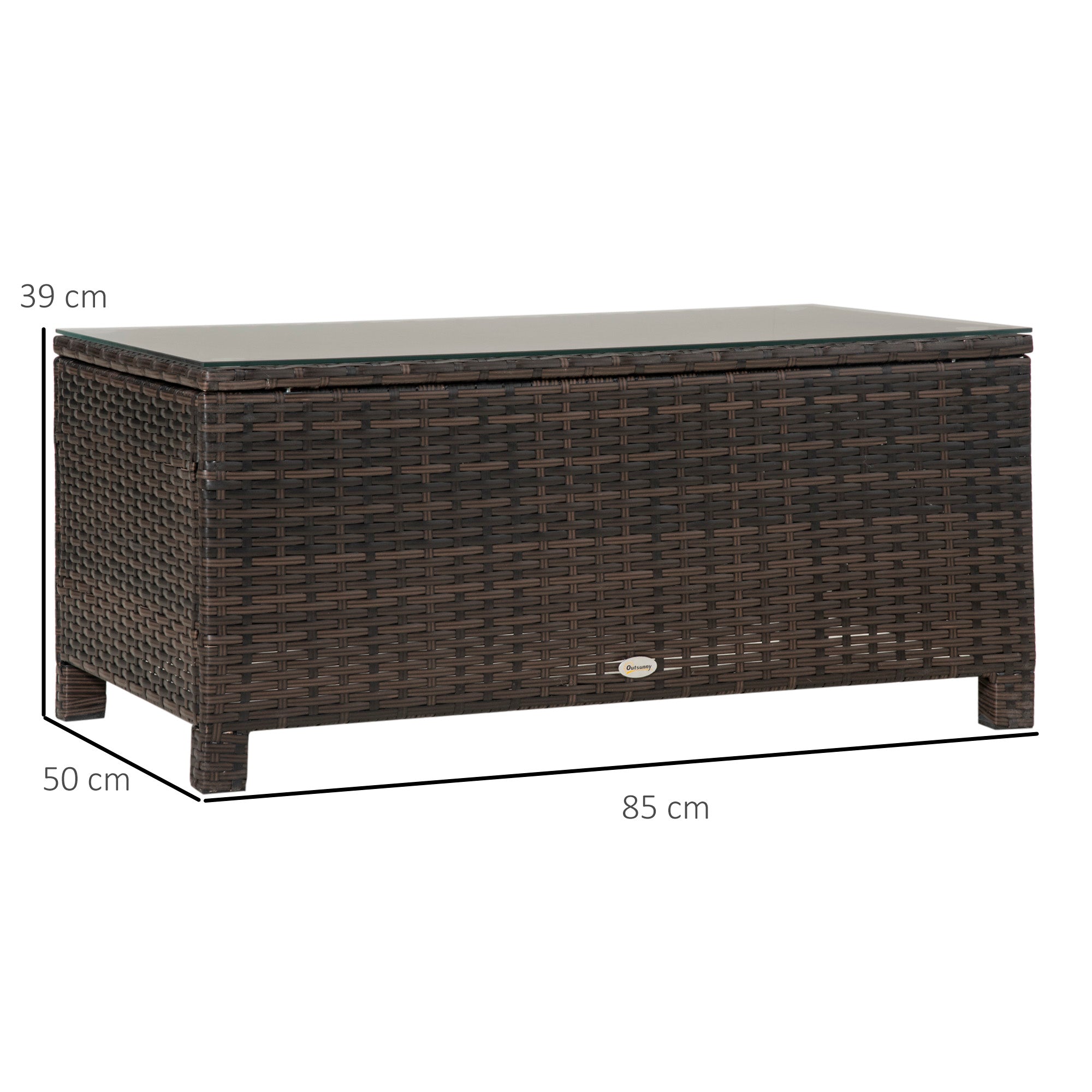 Mesa de Centro de Jardim Vime Sintético Marrom 85x50x39 cm