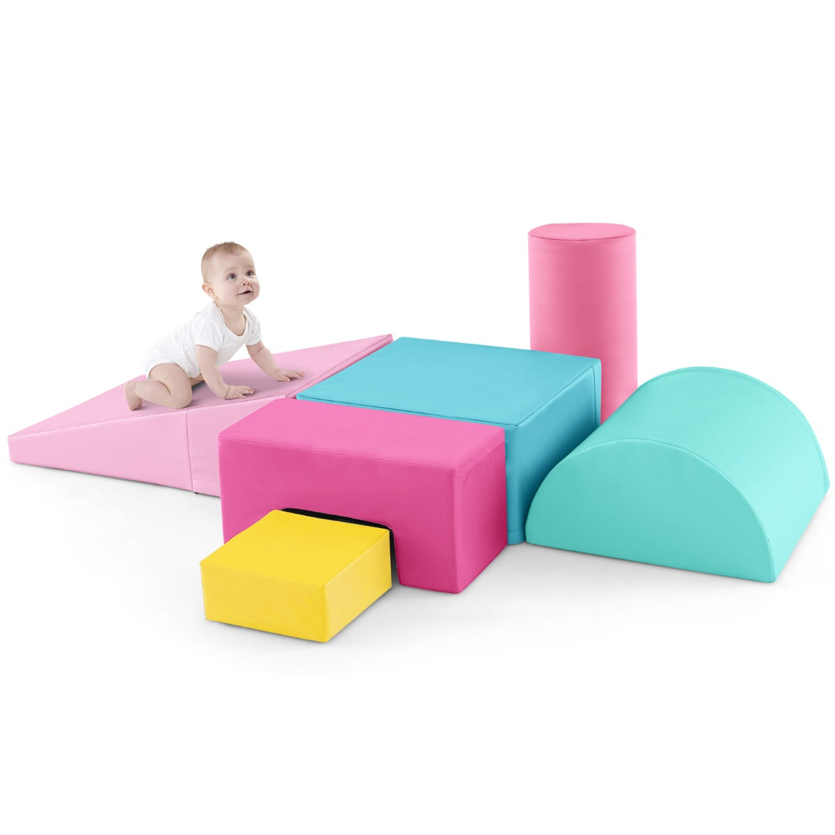Conjunto de Brinquedos para Desenvolvimento da Motricidade – 6 Peças – Multicor-Rosa – PU/EPE