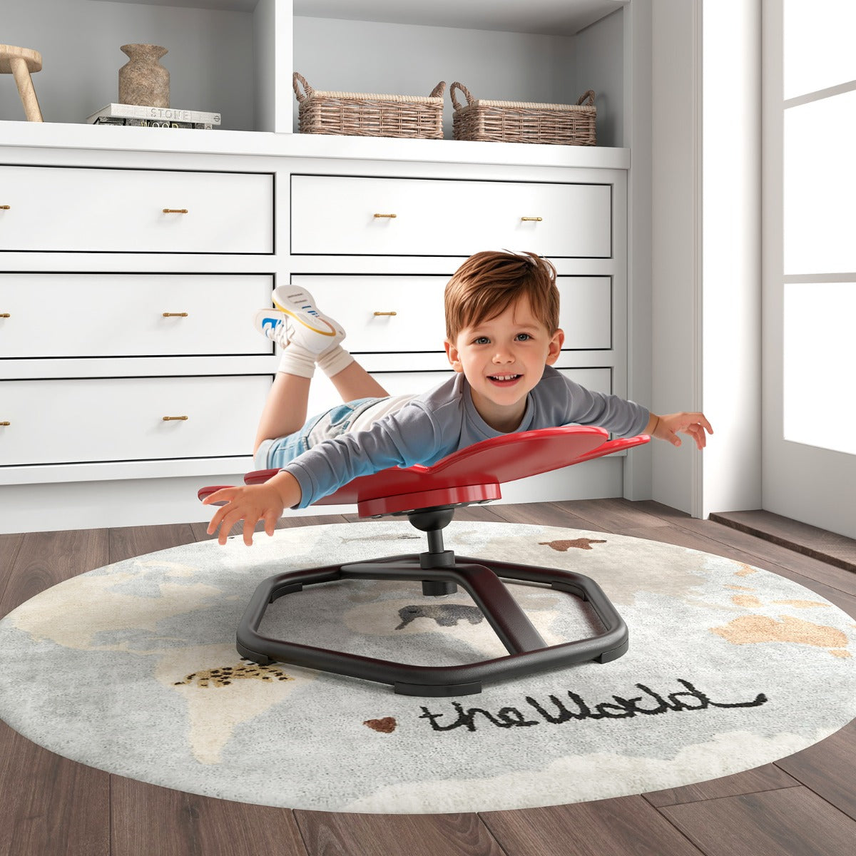 Cadeira Giratória Sensorial para Crianças com Autismo em Vermelho 54 x 50 x 25 cm