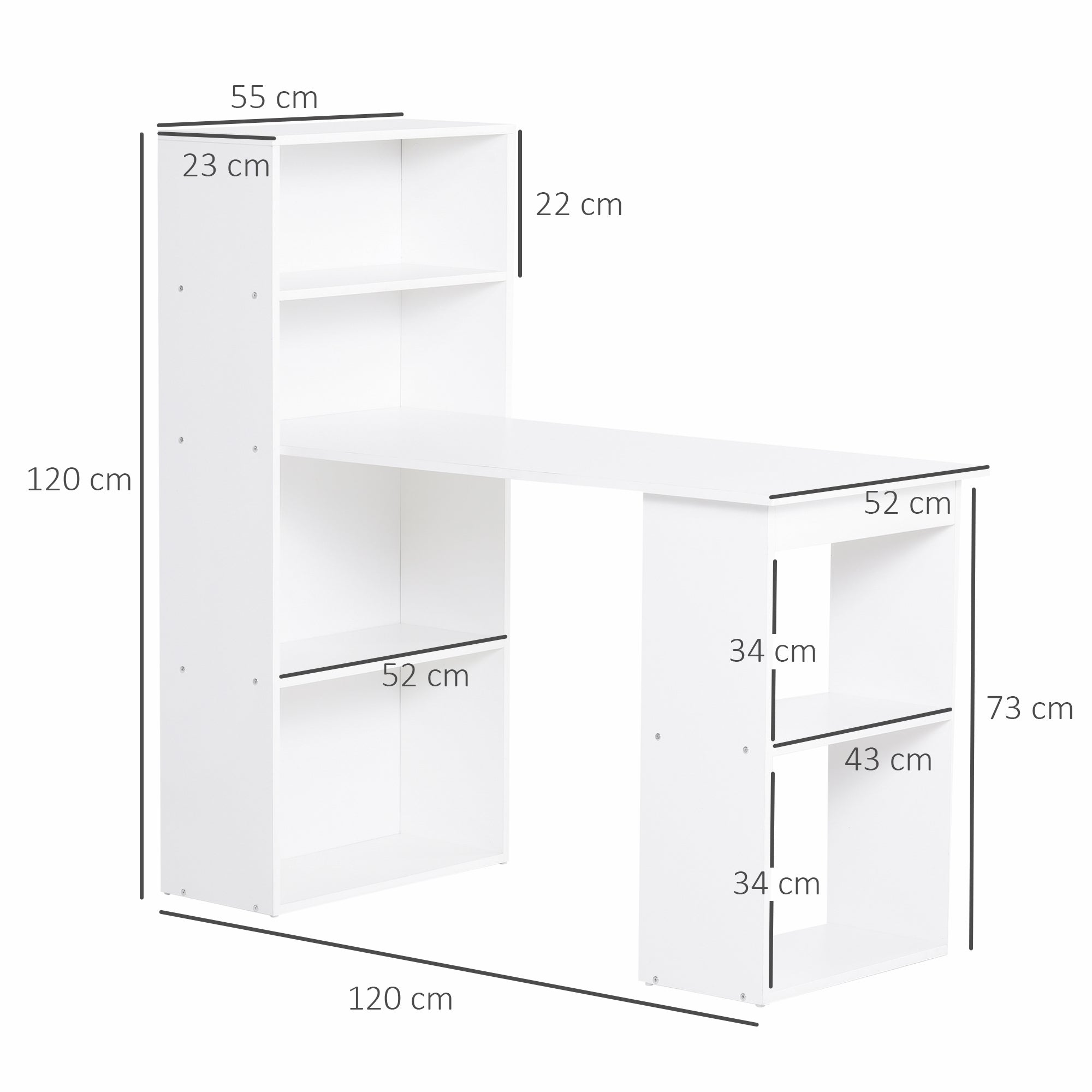 Secretária para Computador 120x55x120 cm - Cor Blanco