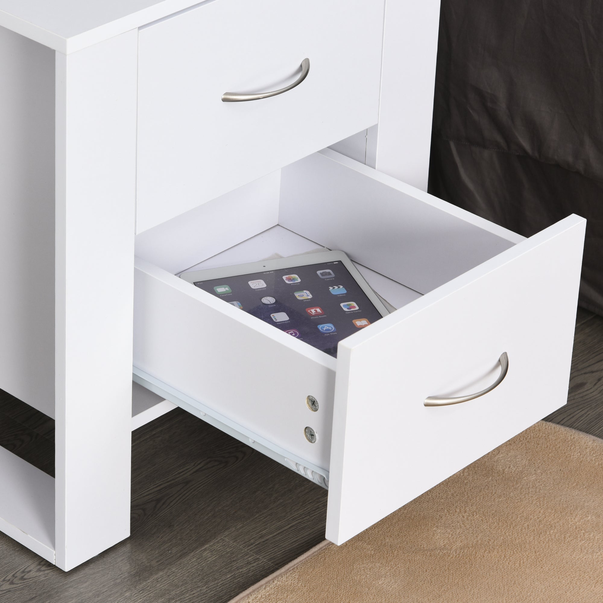 Mesa de Cabeceira com 2 Gavetas - 48x39x54cm - Branco